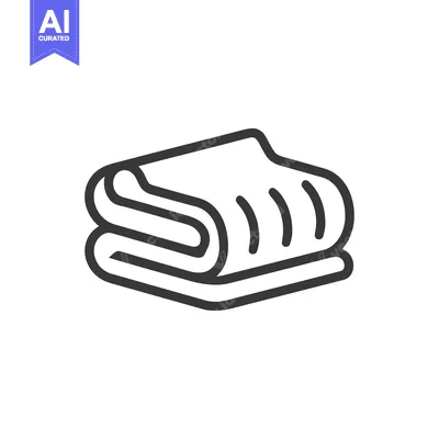 Aset desain premium: Neatly Folded Towel Stack Icon in Minimalist Line Art Style