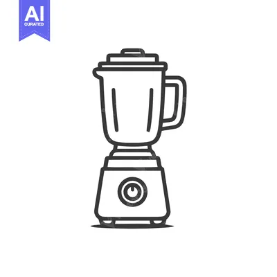 Aset desain premium: Minimalist Blender Icon: Clean Line Art Illustration on White Backgrou