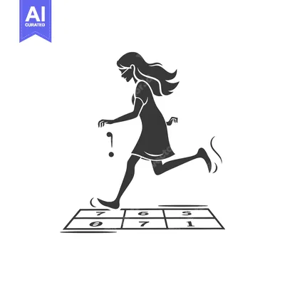 Aset premium populer: Blindfolded Woman Playing Hopscotch