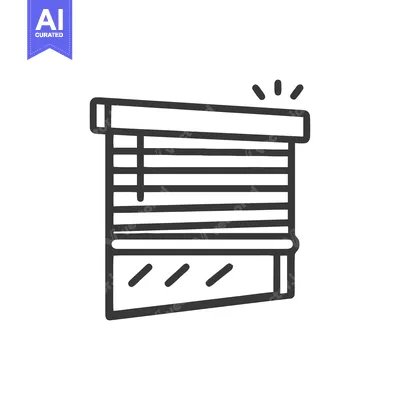 Aset desain premium: Minimalist Icon of Open Window Blinds with Light Rays