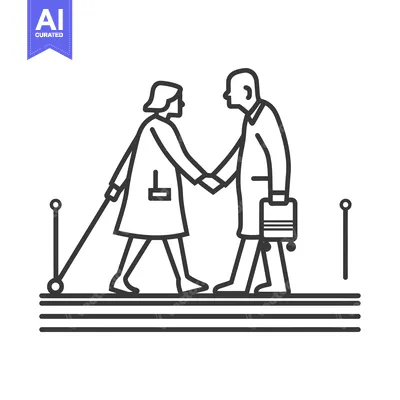 Premium design asset: Blind woman shaking hands with a man carrying a briefcase