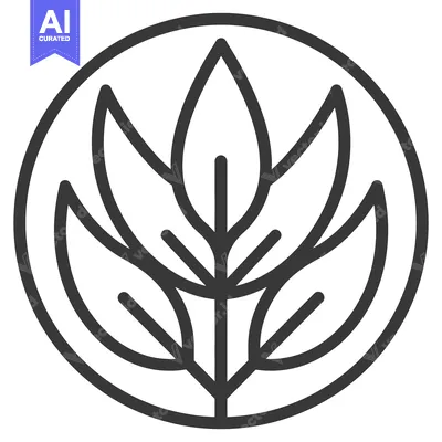 Aset desain premium: Simple graphic depicting several leaves arranged within a circle shape