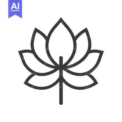 Premium design asset: A symmetrical black and white linear illustration of a flower