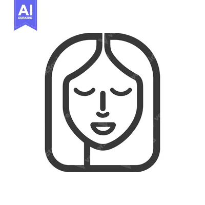Premium design asset: A simplified icon illustrating a woman with closed eyes smiling