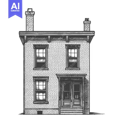 Aset premium populer: Brick House Exterior Architectural Drawing Illustration