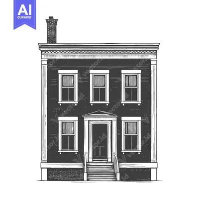 Aset desain premium: Classic Three Story House Architectural Drawing