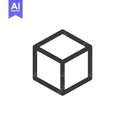 Premium design asset: Minimalist Cube Outline Icon on White Background, Geometric Simplicity