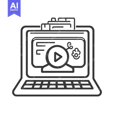 Aset desain premium: A laptop computer is displaying a video file with decorative elements