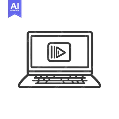 Aset desain premium: A laptop computer displays a video playback interface on its screen