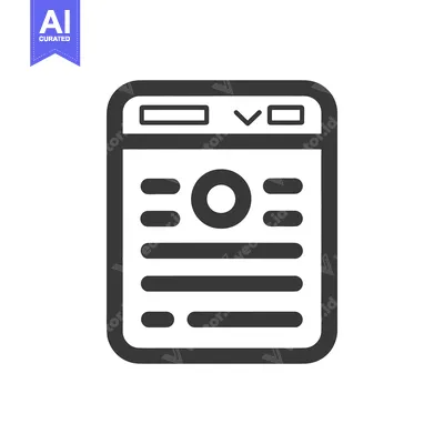 Premium design asset: A grayscale icon depicting a mobile device display page