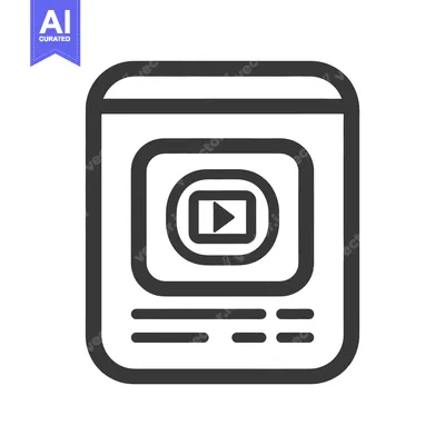 Aset desain premium: A stylized icon depicting a screen with a video playback symbol