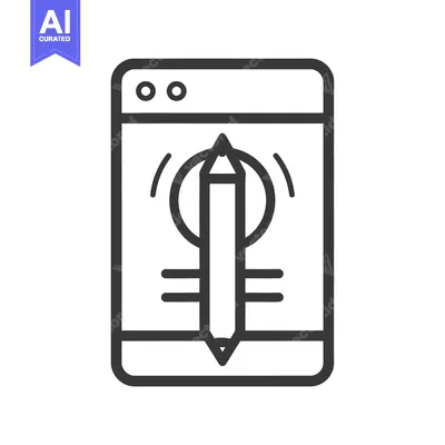 Aset premium populer: A digital mobile device with drawing tools displayed inside its frame