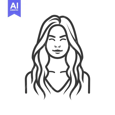 Premium design asset: A minimalist line drawing of a woman with flowing hair