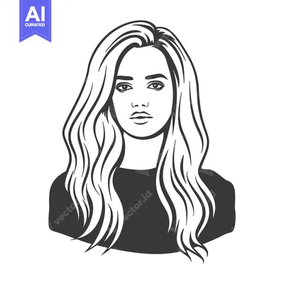 Popular premium asset: A black and white illustration of a beautiful woman face