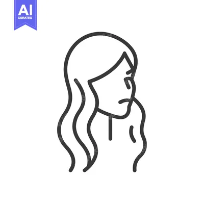 Premium design asset: A simple black and white line drawing of a woman
