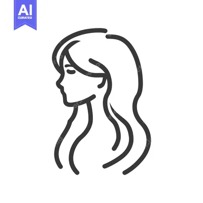 Aset premium populer: An elegant minimalist line drawing of a woman in profile