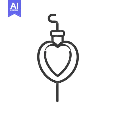 Aset premium populer: A simple graphic depiction of a heart shaped pendant design