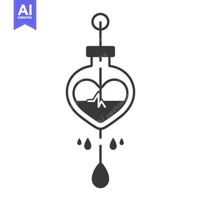 Premium design asset: A stylized illustration of a heart shaped intravenous drip bag