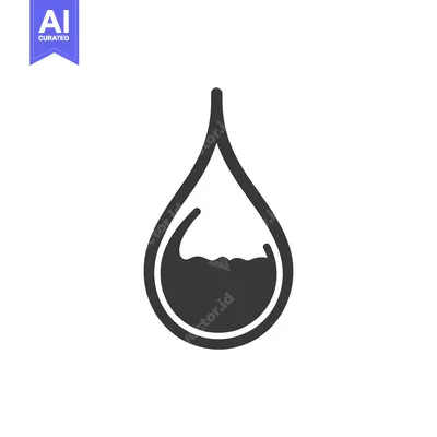 Aset desain premium: A simple illustrated depiction of a single water droplet