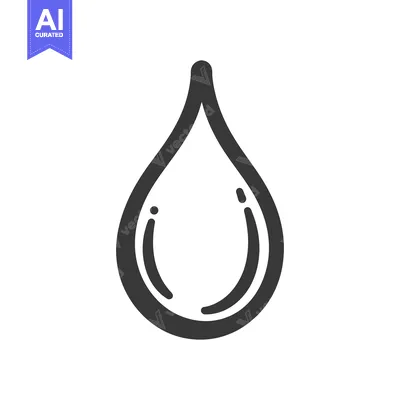 Aset premium populer: A simple illustration of a single water droplet in outline form
