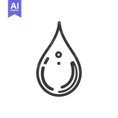 Premium design asset: A simple monochrome illustration of a single water droplet