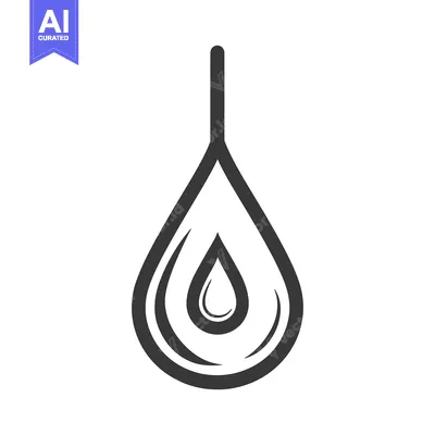 Aset desain premium: A black and white stylized illustration of a water droplet