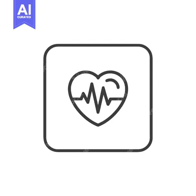 Heartbeat Icon in Rounded Square, Medical Symbol, Line Art