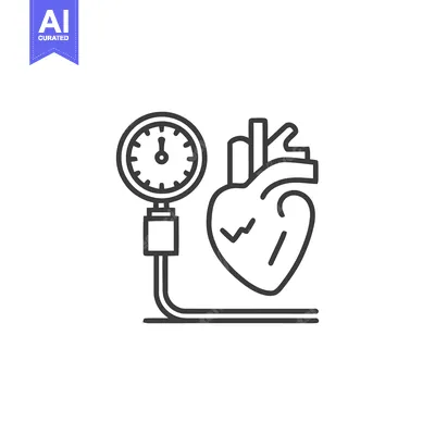 Aset premium populer: Heart Health Check: Blood Pressure Monitor and Heart Icon in Line Art