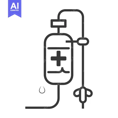 Aset desain premium: Illustrated medical intravenous drip bag infusion system symbol design