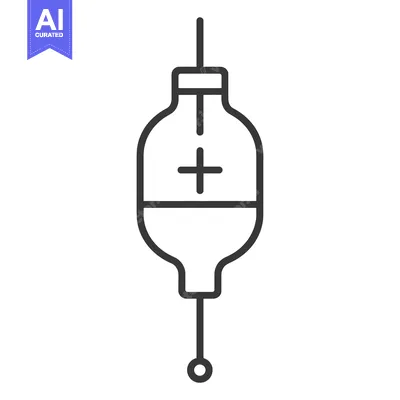 Premium design asset: A simple black and white medical intravenous drip illustration