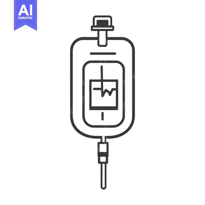 Premium design asset: An illustration showing a simplified depiction of an iv bag system