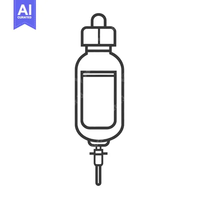 Aset desain premium: The line drawing of a medical intravenous bag and drip
