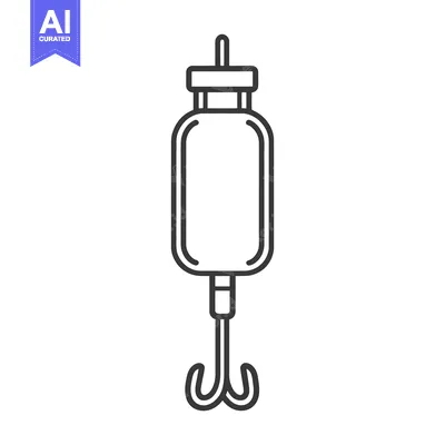 Aset premium populer: Simple medical intravenous fluid container shown with a three hook end