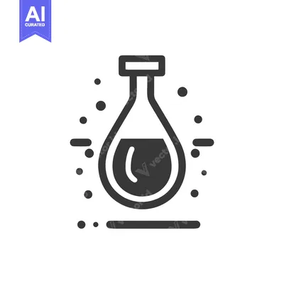 Aset premium populer: Minimalist Chemistry Flask Icon with Bubbles and Base Line