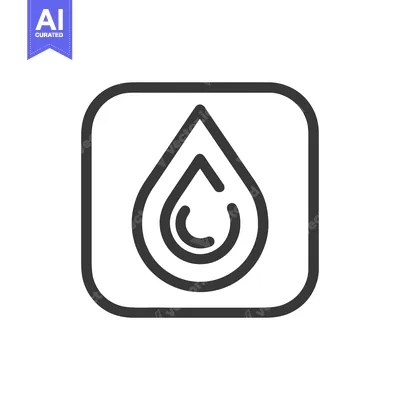 Aset premium populer: Minimalist Water Drop Icon in Rounded Square Frame, Clean Design