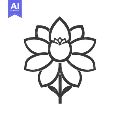 Aset desain premium: A symmetrical stylized floral illustration with detailed petal structu