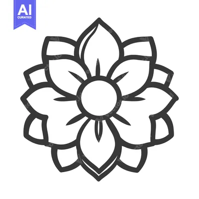 Aset desain premium: A simple black and white illustration of a beautiful flower