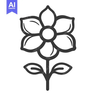 Popular premium asset: A black and white stylized image of a flower with leaves