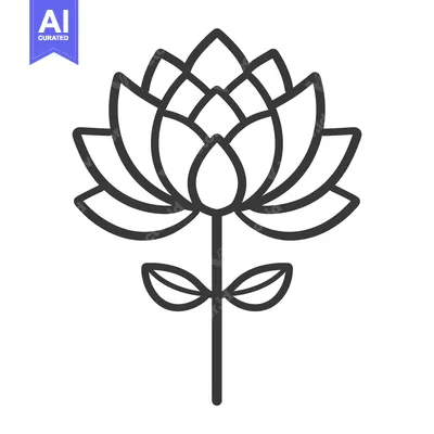 Aset desain premium: A simple stylized drawing of a beautiful open flower