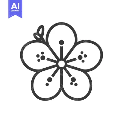 Popular premium asset: Simple illustration of a five petaled flower with small leaves