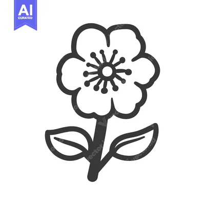 Aset desain premium: A stylized floral illustration featuring petals leaves and a stem