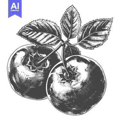 Popular premium asset: Two ripe berries with leaves attached on a stem