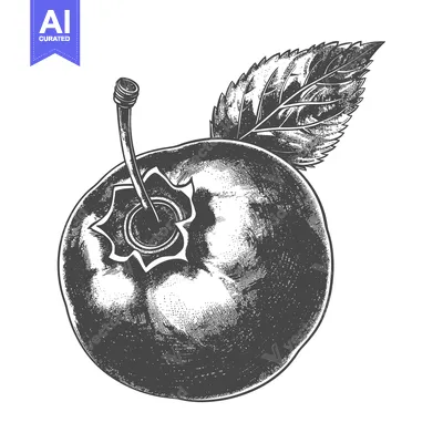 Popular premium asset: Detailed illustration of a single blueberry with leaf