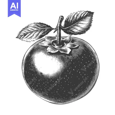 Popular premium asset: A Detailed Engraving of a Single Dark Fruit with Leaves