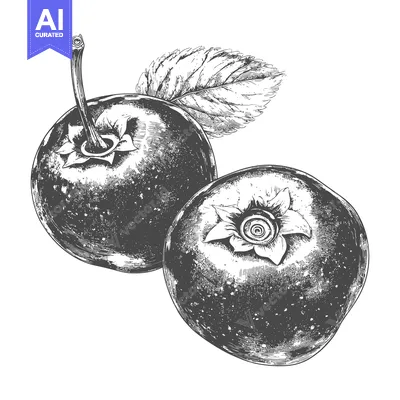 Aset premium populer: Hand Drawn Illustration Of Two Plums With A Leaf