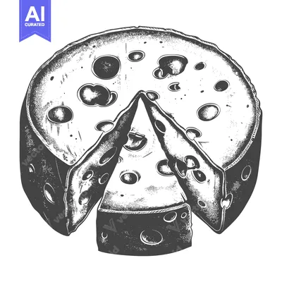 Aset premium populer: A round cheese wheel sliced into wedges