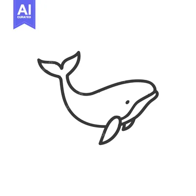 Aset desain premium: A simple black and white outline illustration of a whale