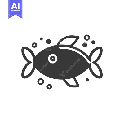 Aset premium populer: A stylized illustration of a fish with bubbles floating around it