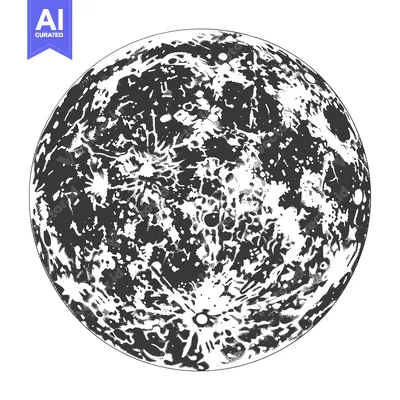 Aset desain premium: Detailed Ink Drawing Of A Moons Surface
