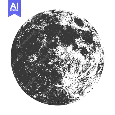 Aset desain premium: Detailed Monochrome Illustration Of The Moons Surface